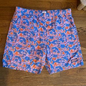Vineyard Vines Coral Print Swim Trunks